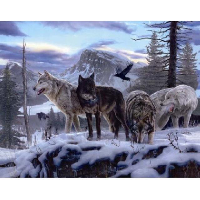 5D-Diamantmalerei, Wolf, rund, Kreuzstich, Diamantstickerei, Tiere, Perlenbild, Kits, Kunsthandwerk, Heimdekoration