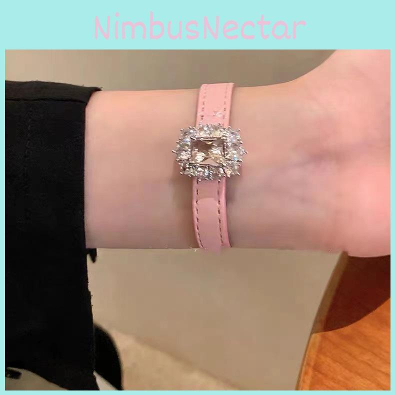 Fashionable Gemstone Leather Bracelet Sweet And Cool Style For Social Media Stars