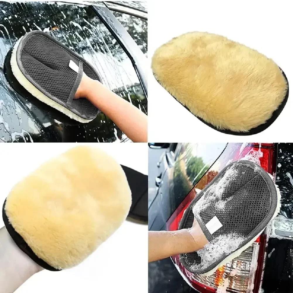 NewCar Washing Glove Motorcycle Washer Cleaning Microfiber Wool Care Body Glass Brush Paint Waxing Polishing Fleece Gloves Tools