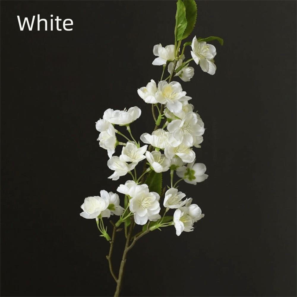50cm Length Artificial Peach Flower With Leaves Real Touch Silk Flower UV Resistant Peach Branch Peach Blossom Branch белый