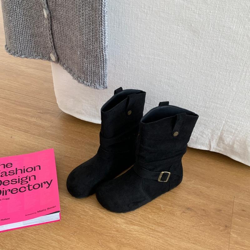 Martin Boots Women's 2025 New Autumn Mid-tube Stacking Boots Inner Height-increasing Short Boots Thick-soled and Lightweight Western Boots Women's