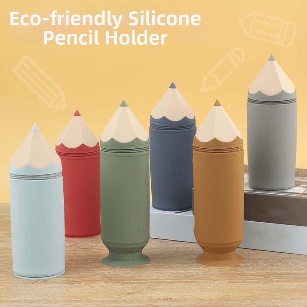 Waterproof Pencil Shape Pen Holder Large Capacity Pen Storage Bucket Makeup Brush Holder Daily