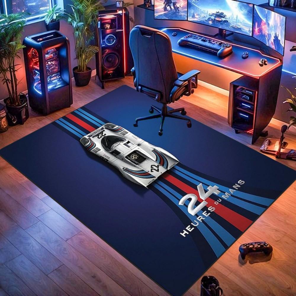 Le Mans Racing Car Theme Racing Carpet 3D Printed Anti-Slip Entryway Bathroom Playroom Floor Mat Decor Holiday Gift