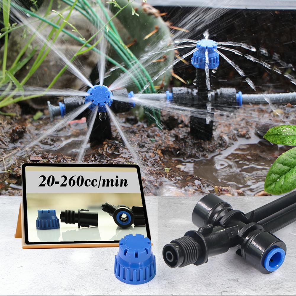 8-holes Drippers with Stake 180° Bend Adjustable Sprinklers Quick Insert Slip Lock Sprayer Garden Irrigation Watering Supplies