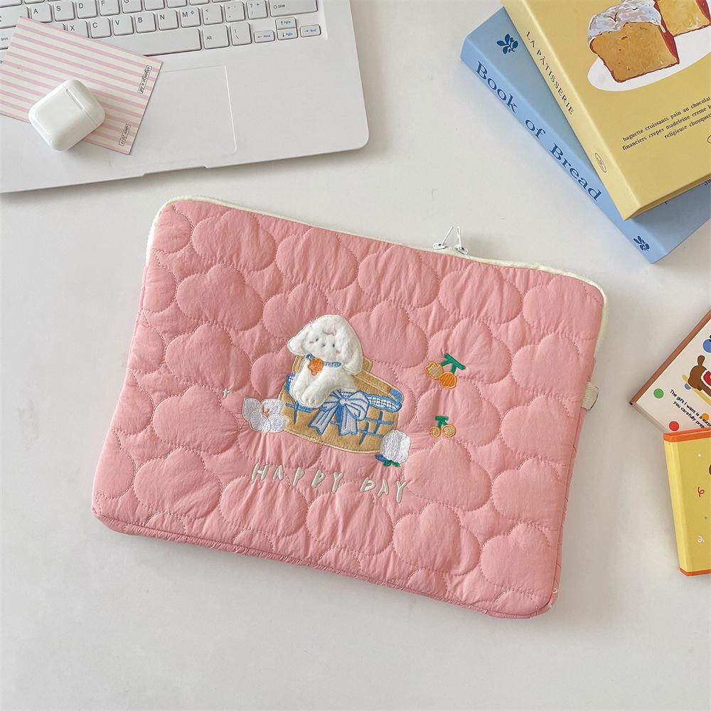 Soft Cloud Cartoon Embroidered iPad/Tablet Bag, 13/14 Inch Laptop Storage