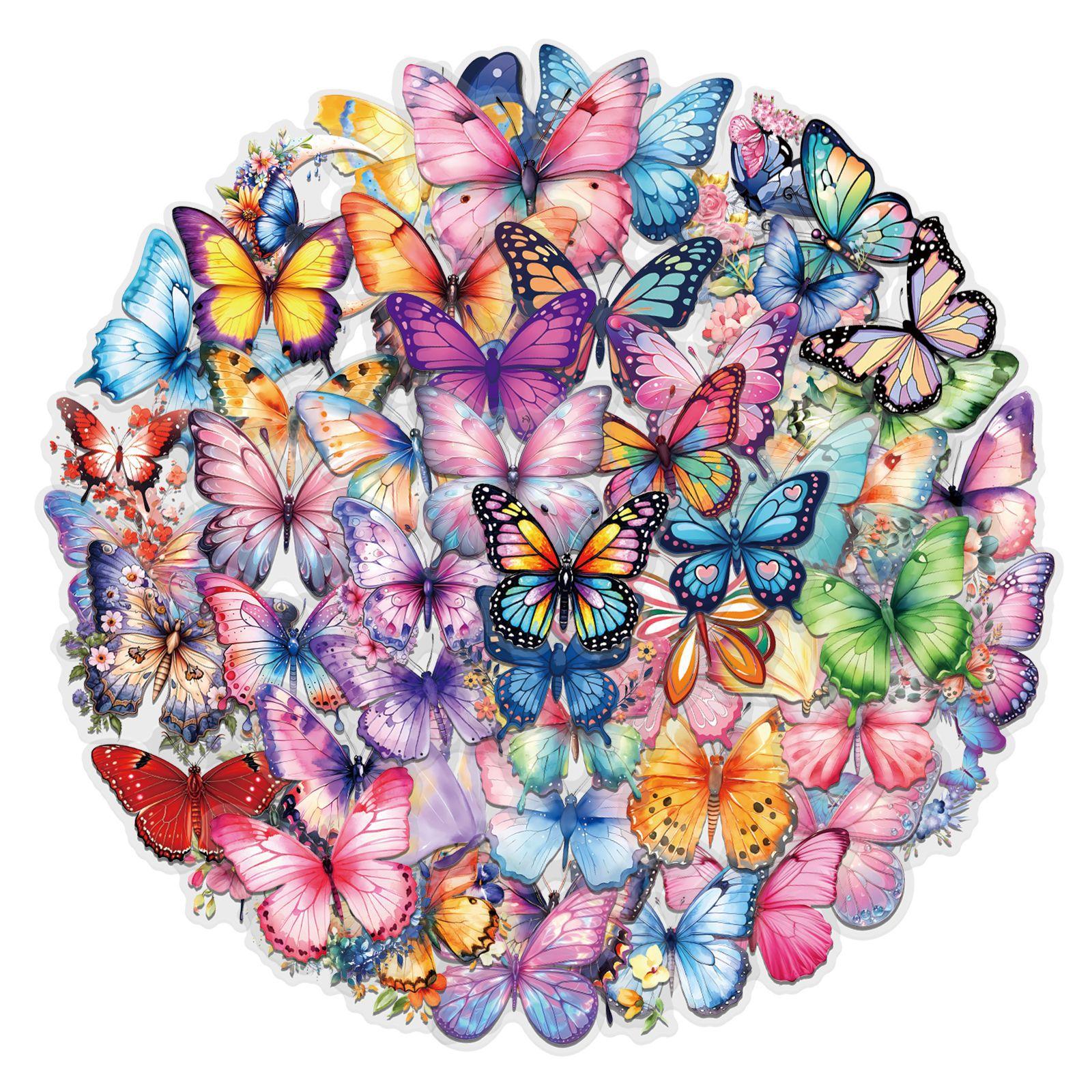 

60 шт. Цветные наклейки-бабочки в пакете Водонепроницаемые Прозрачные ПЭТ-материал Бабочки Декоративные Гитара Блокнот