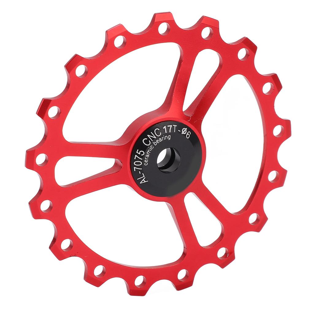 MEIJUN 17T Ceramic Rear Derailleur Guide Wheel Aluminum Alloy Rear Derailleur Pulley Wheel for Road Mountain BikeRed