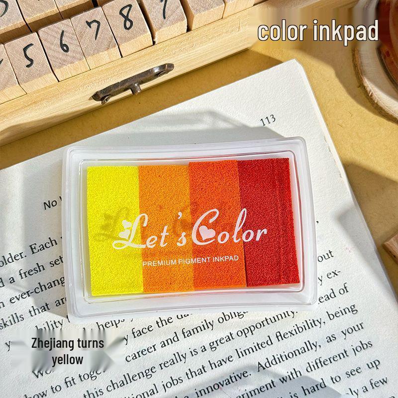 

4-Color Gradient Water-Based Ink Pad for DIY Rubber Stamping & Kids Finger Painting