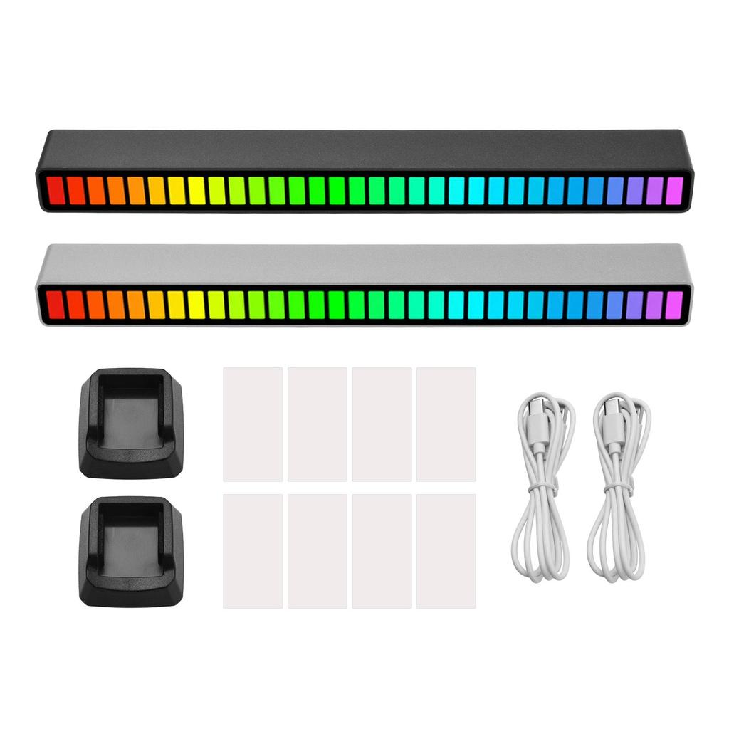 RGB Sound Control Rhythm Lights 32 LED 18 Colors Audio Spectrum Mode 5 Levels of Speed 4 Levels of Brightness TYPE-C USB Portable Voice Activated Atm