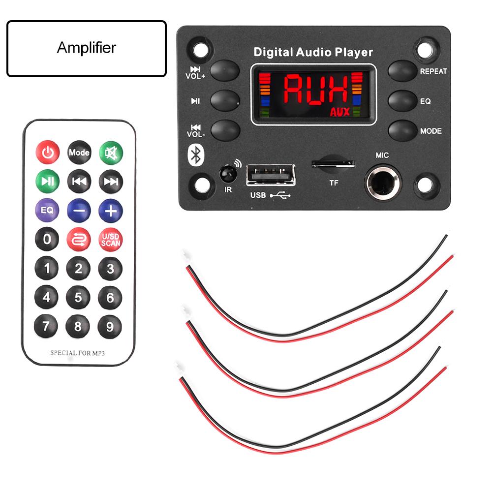 25W MP3 Amplifier Bluetooth 5.0 DC 7-16V Decoder Car MP3 Audio Player with Radio Microphone Music Player Speaker