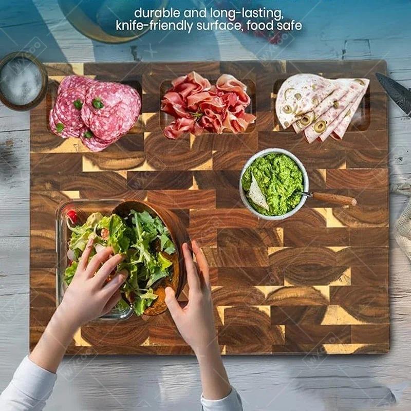 Kitchen Double-sided Cutting Board Thickened Acacia Wood Chopping Board Ideal for Cutting Meat Cheese Vegetable Solid Wood Board