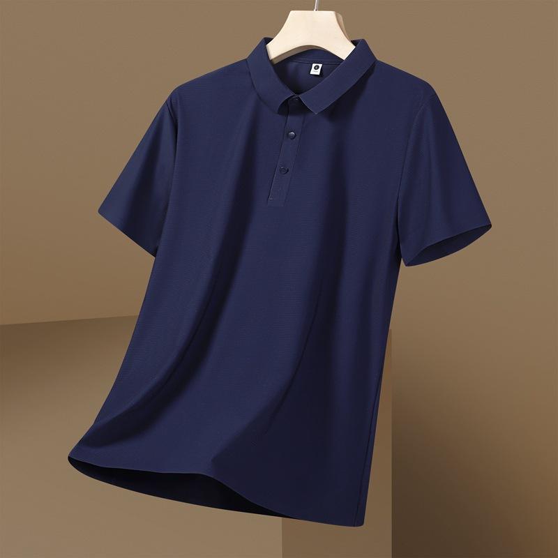 Seamless Ice Silk Polo Shirt T-shirt Summer Lapel Solid Color Short-sleeved T-shirt Business