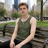 Herren Weste Sommer Ärmellos Rundhals Schlank Passend Tanktops Einfarbige Sport Fitness Camisole Täglich