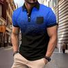 Casual Pocket Button Men's Printed Polo Shirt
