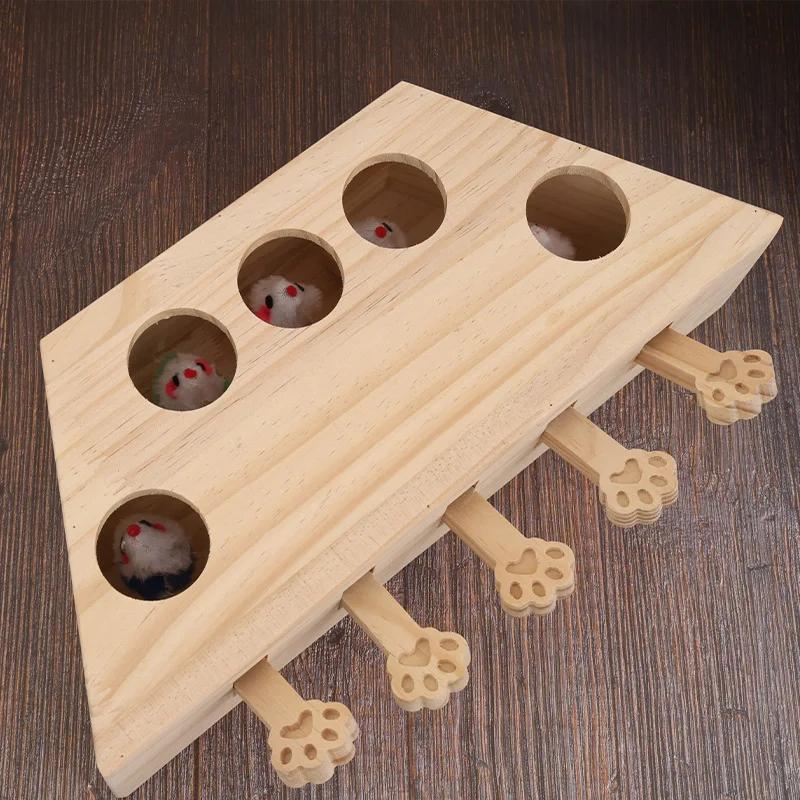 Whack-a-mole Cat Toy Cat Scratching Board Nest Claw Grinding Artifact Self-hi Cat Scratching Board Solid Wood Interactive Puzzle
