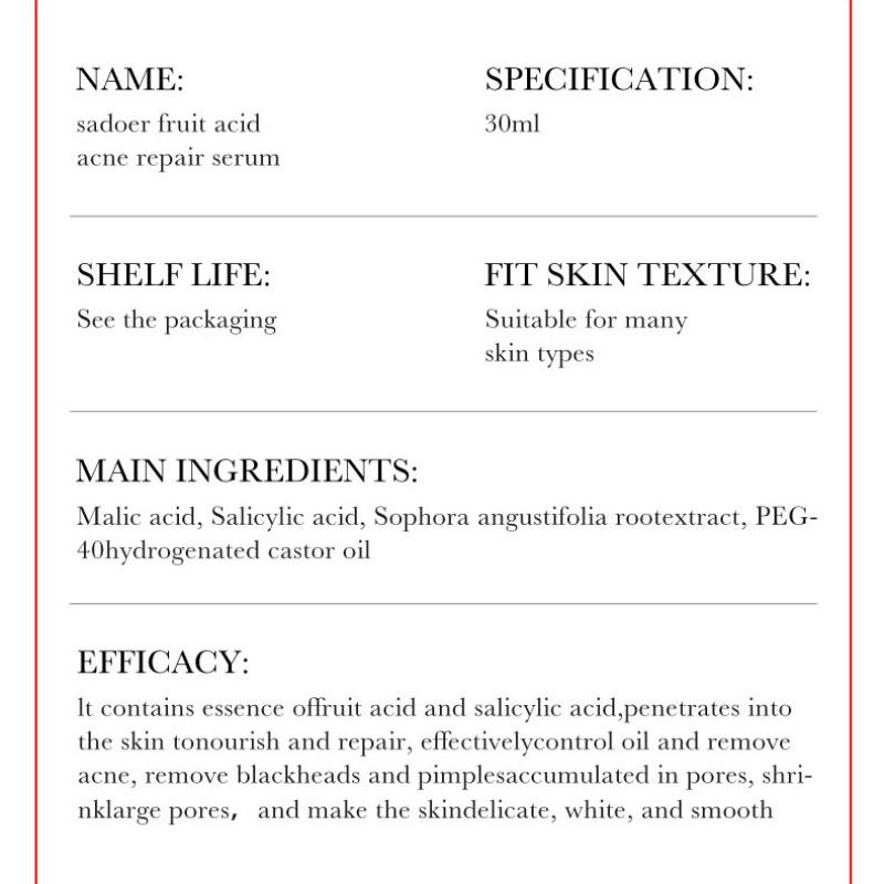 Acne Serum SADOER Fruit Acid Dilutes Acne Marks, Hydrates and Moisturizes