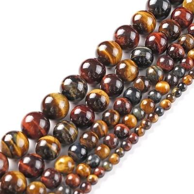 Cuentas de ojo de tigre Multicolor de piedra Natural para fabricación de joyería, pulsera con dijes DIY, 4, 6, 8 y 10mm