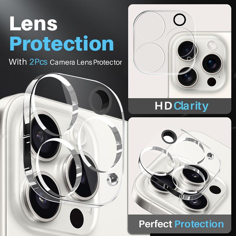 NORTHJO 5 In 1 For iPhone 16 Pro Max Case Clear PC+TPU Phone Cover with 2 Screen Film,2 Lens Film