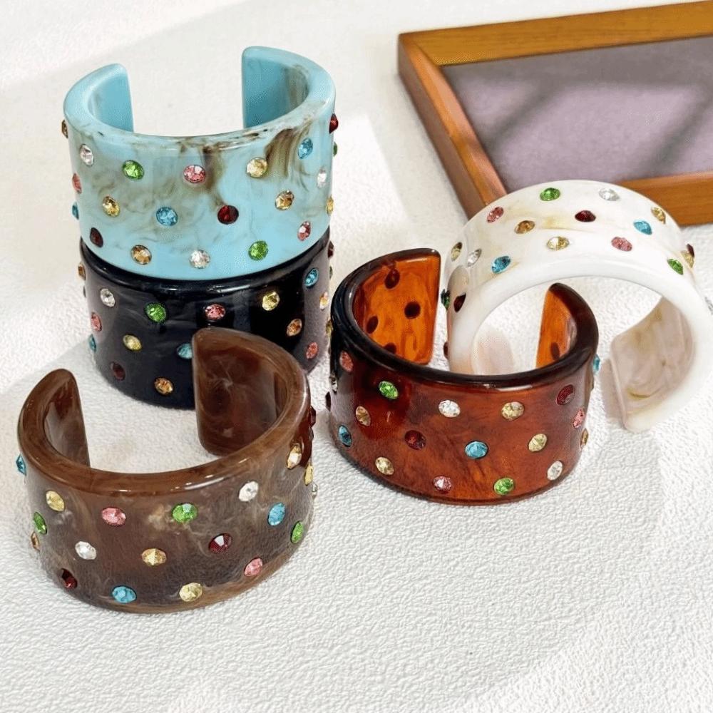 Bohemian C-shaped Open Bracelet Vintage Chunky Bangle Unique Acrylic Bangle Gift