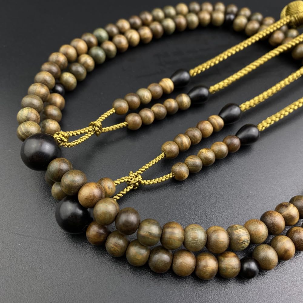 WONDERFUL LOTUS Shingon Buddhism Prayer Beads for Green Wood Ebony Sanskrit Genuine Prayer 108 Tree of Bead Bag Shaka Different Honren Assorted