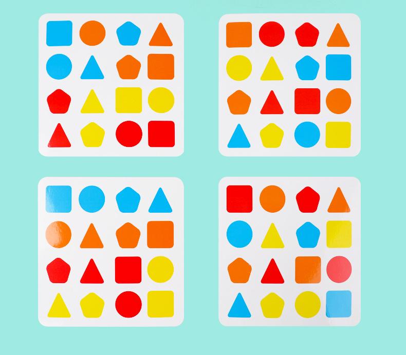 Montessori Geometric Shape Matching Puzzle - Wooden Cognitive Toy for Children Ages 2-3