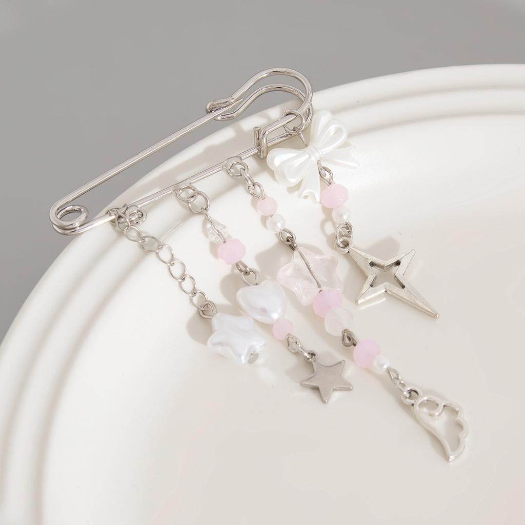 Pastoraler Stil Sternlegierung Anhänger Brosche Girly Herz Perlen DIY Tasche Zubehör