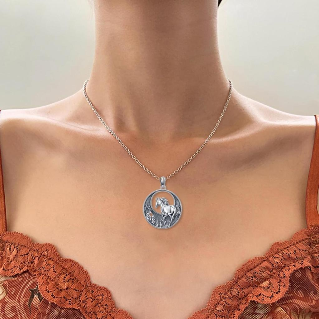 Horse Clip On Earrings and Necklace Set for Women Fashion Silver Race Animal Earrings Kentucky Derby Jewelry Horse Lover Jewelry Gifts