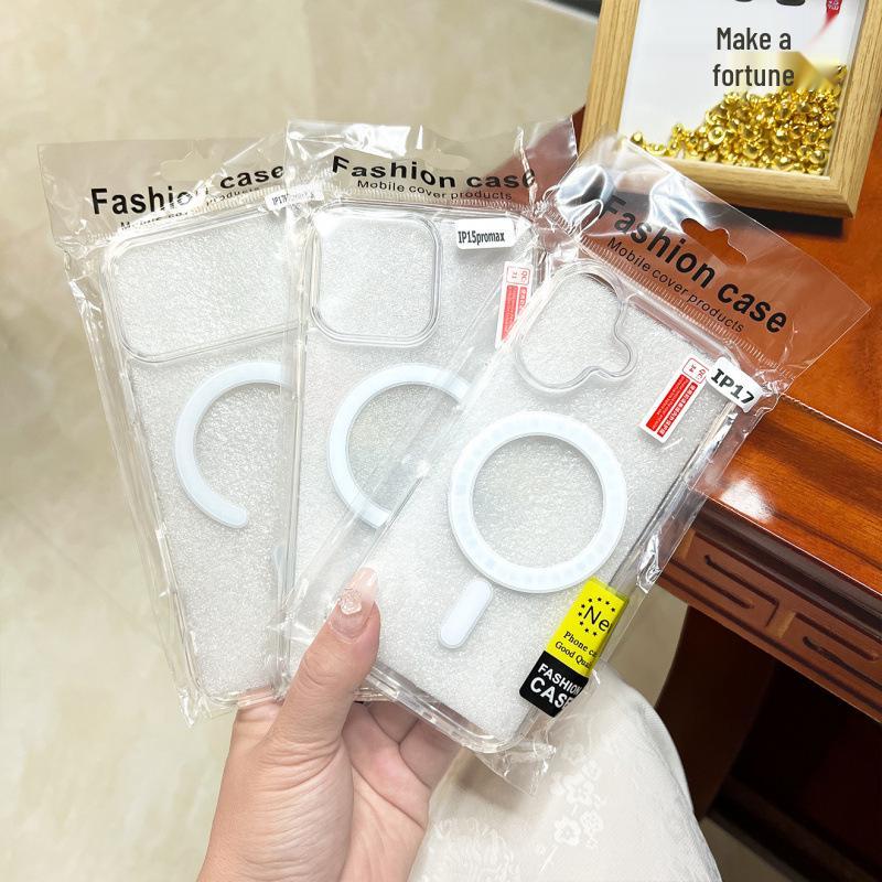 Klare magnetische Acrylhülle für iPhone 16 Pro & iPhone 15 mit weichem Rand & harter Schale