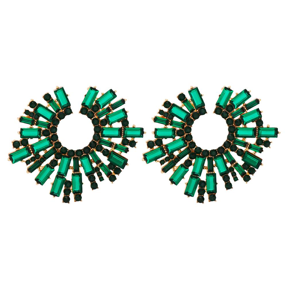 New Vintage Hollow Round Crystal Drop Dangle Earrings Trend Statement Rhinestone Ear Ring For Women Fashion Colorful Jewelry