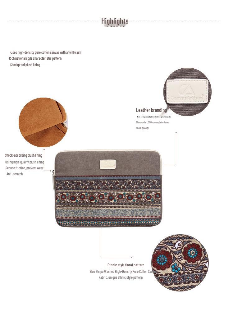 Canvas Laptop Sleeve for MacBook and Tablets - Fits 13", 14", 15"