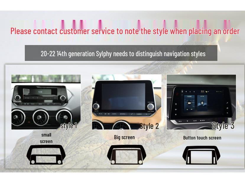 Krokodilmuster Schwarze Folie für 14. Gen Sylphy Innenraum Konsole Gangschaltung Dekoration (20-22)