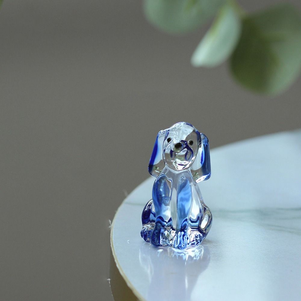 DIY Crystal Dog Figurines Mini Animal Statue Cute Puppy Ornament  Accessory Gift