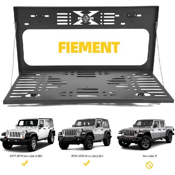 Foldable Tailgate Table for 2007-2024 Jeep Wrangler Jk and Jl, Rear Trunk Folding Storage Rack, Luggage Rack with Molle Panel, Wrangler Camping