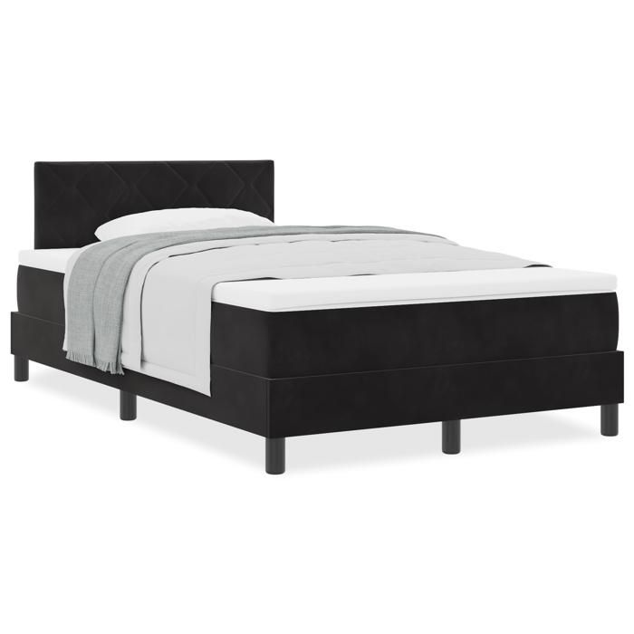 Lit à ressort vidaXL avec matelas Noir 120x200 cm Velours 3339232