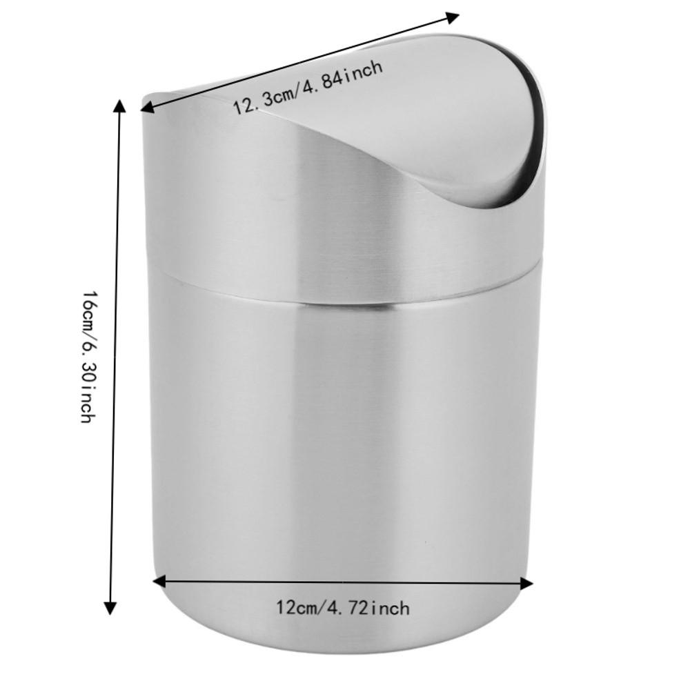 Silver Desktop Trash Can Swing Lid Swing Lid Trash Can Sleek Mini Trash Can Kitchen