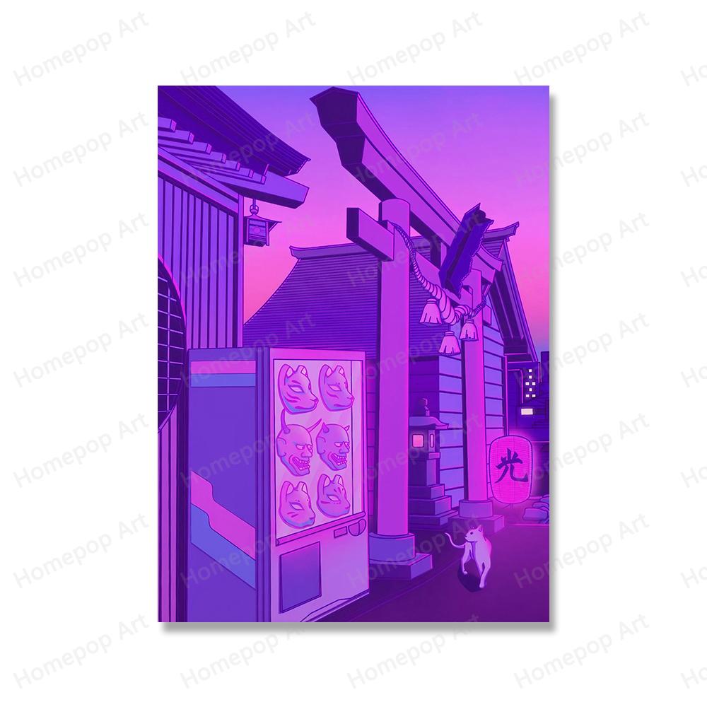 Comics Posters Japan View Street Landscape Print Cartoon Japanese Pop Painting Wall Art Pictures for Living Room Home Decoration