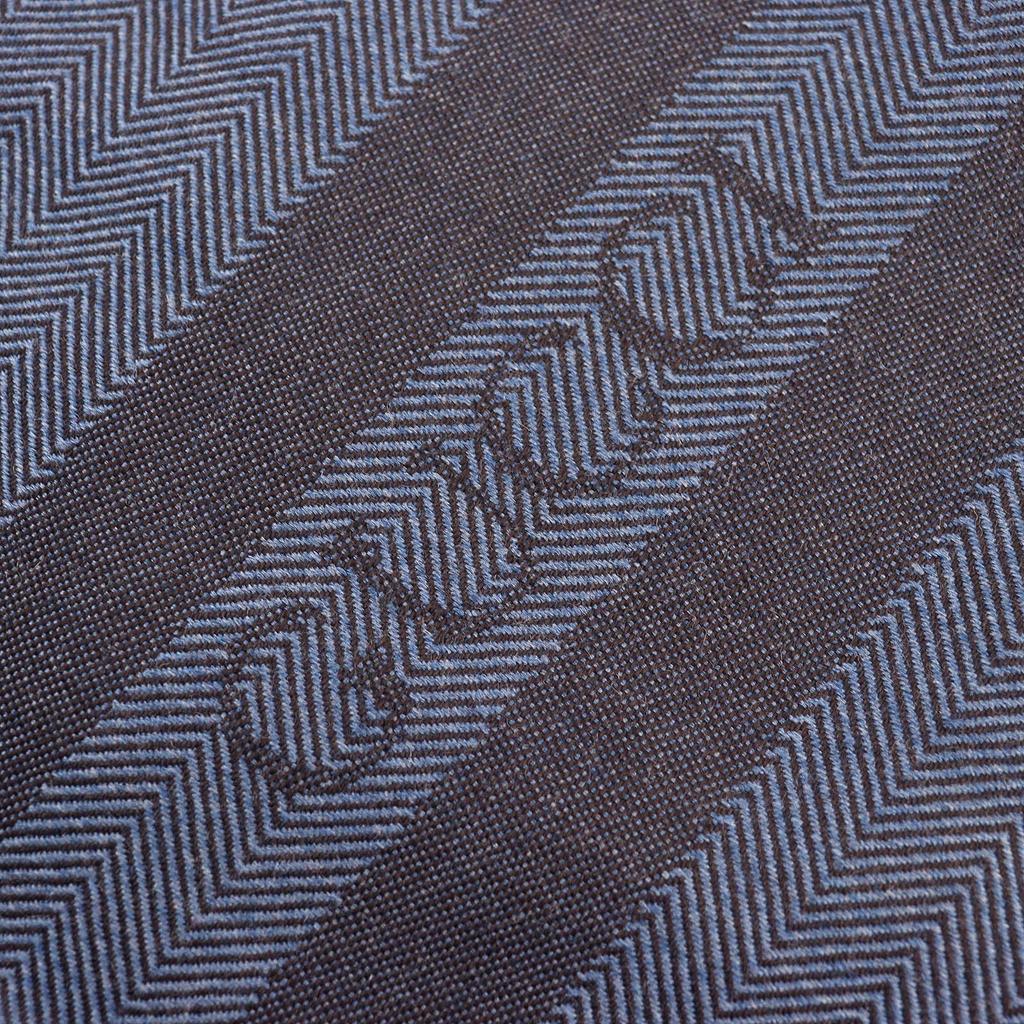 Excellent GUCCI Scarf Herringbone Pattern Fringe Shawl Stole Blue Brown Mens Used