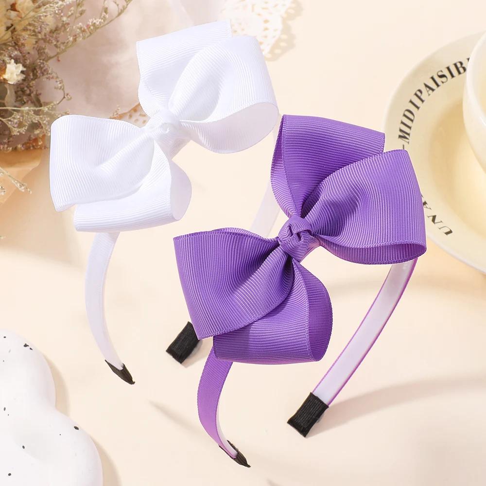 BABY BOWS 2Pcs/lot 4.52'' Grosgrain Ribbon Hair Bows Headbands for Girls Cute Bowknot Hairbands Headwear Hair Accessories Set