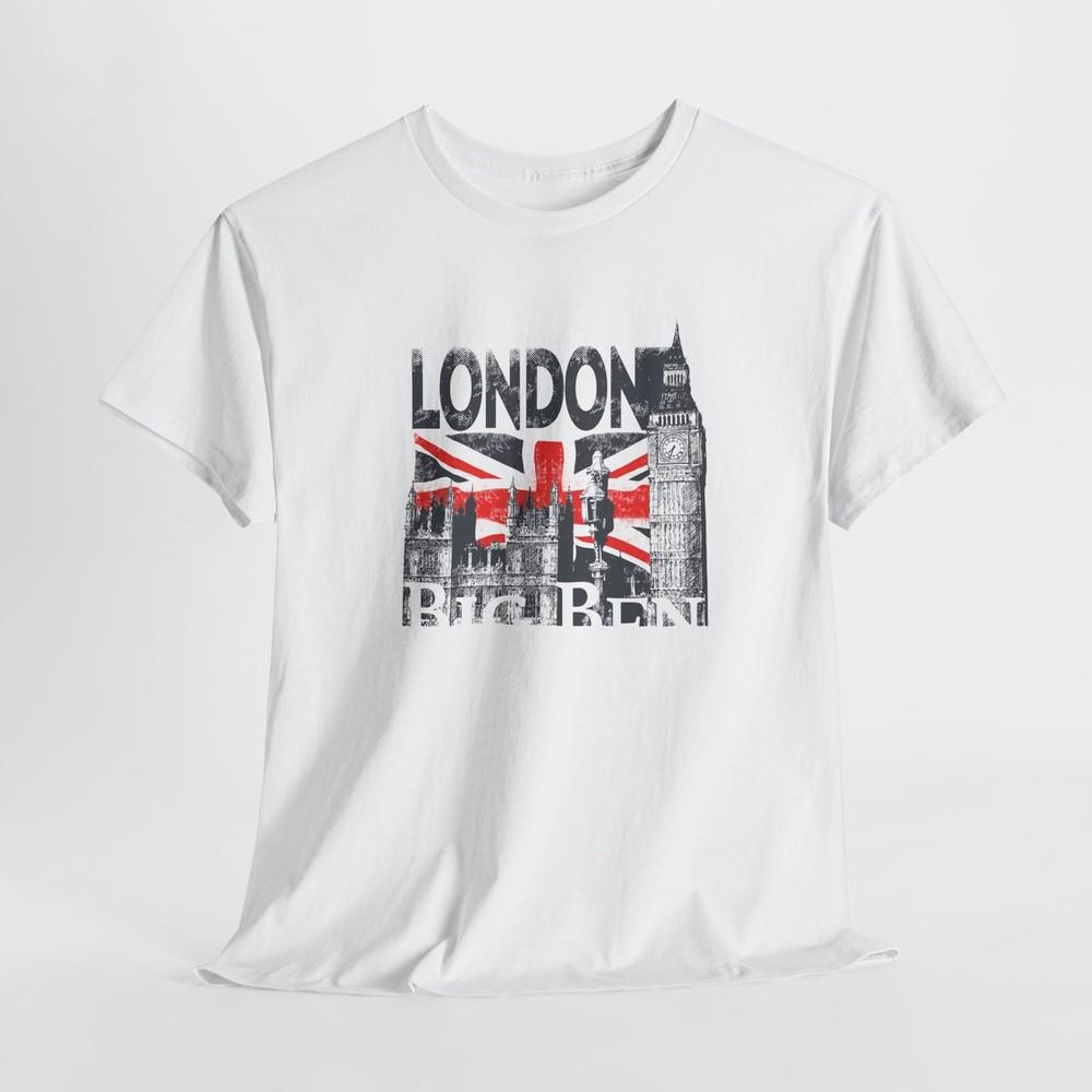 

Distressed London Graphic Men s T-Shirt with Big Ben & Union Jack Vintage Design Unisex T-Shirt L