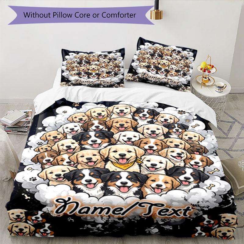 3PC Custom Name Puppy Cloud Art Bedding Set Printed  Bedding Set Duvet Cover Closure Includes 1 Duvet Cover & 209 Pillowcases for Bedroom