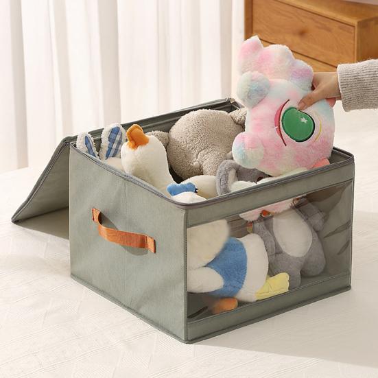 Foldable Clothing Storage Box Collapsible Storage Bin with Clear Window Reinforced Handles Zippered Comforter Storage Bag for Quilt Clothing Sweater