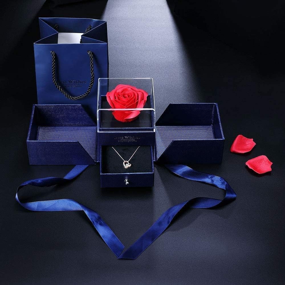 [Jeconpal] Women's Necklace with S Zirconia, Sterling Silver 925, Open Heart Design, Hypoallergenic, Perfect for White Day, Valentine's Day, Christmas