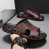Fashion Leisure Walk Summer Sandals Open-toe Mens Leather Slippers Classic Half Shoes Outdoor Beach Rubber Flip Flops Trekking Sandals