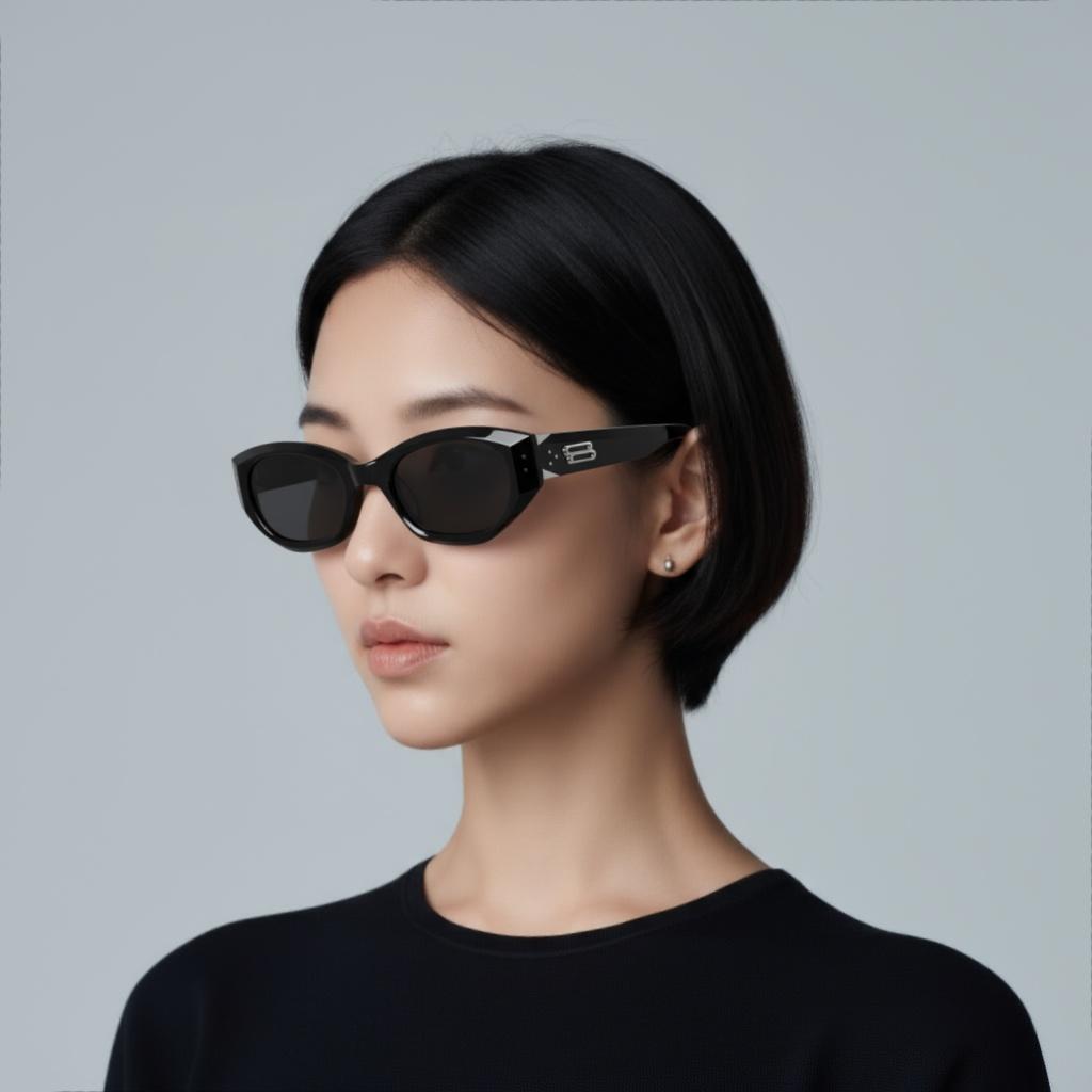 Gentle Monster Logo Irregular Shape Sunglasses Unisex Sunglasses Black BENVEN-01