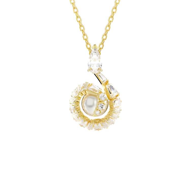 Swarovski Snake Pearl Pendant Imitation Crystal Necklace Women Necklace Gold 5698887