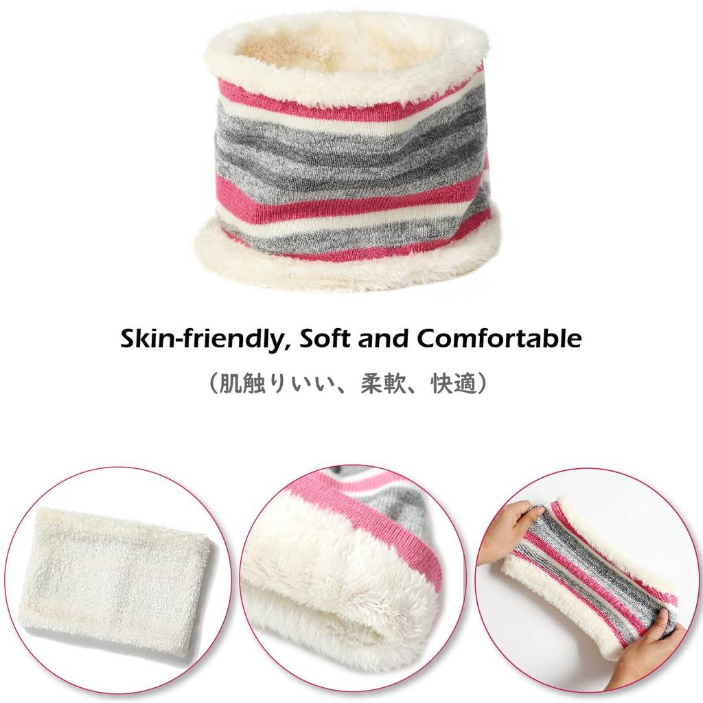 TRIWONDER Pletená sada na krk a rukavice pro Perfektní pro venkovní aktivity a cestování Fialový fleece 3dílná čepice, nákrčník, chlapci, zima, lyžování, snowboarding, cyklistika,