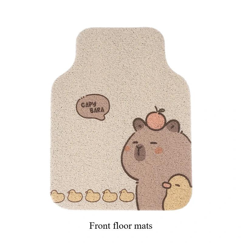 Universal Cute Capybara Car Floor Mat Set - Tailored Wire Mat Wear Resistant Stain Resistant Auto Mat Accessories