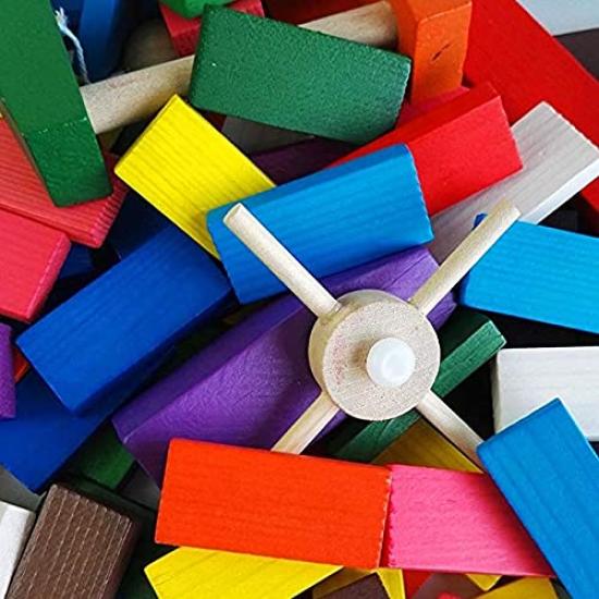 BE JOJO DOMINOES Domino Set with 43 Gimmicks and Colorful Perfect for or As a Includes Storage Bag and Original 400-Piece Devices, Wooden, Birthdays,