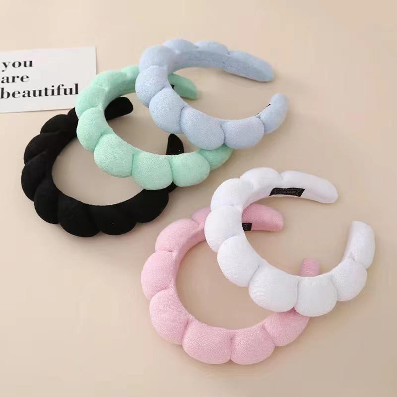 Moda Esponja Headband para Mulheres Meninas Puffy Hair Band Maquiagem Bolha Retro Terry Pano Headbands Acessórios para Cabelo Headwear