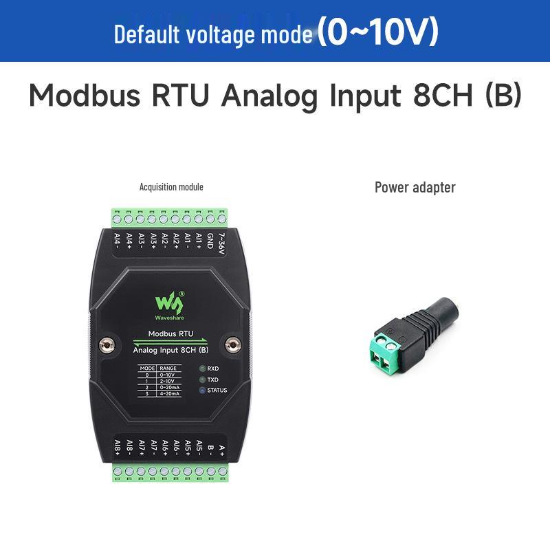 8-Channel Industrial Analog Input Module, DIN Rail Mount, 12-Bit Precision, Modbus RTU